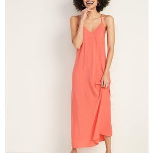 NWT Old Navy Sleeveless V-neck Maxi Dress Coral Overtone
